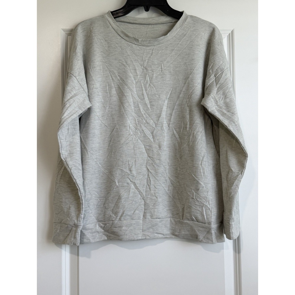Classic Women's Light Heather Gray Crewneck Pullover Sweatshirt Size XL